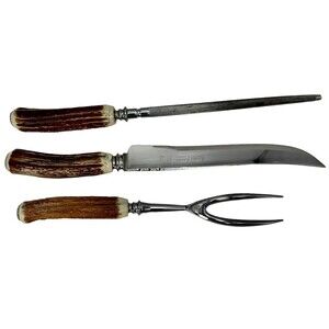 Glo-Hill Cutlery Canada Carving Set Knife Fork Sharpening Steel Case
